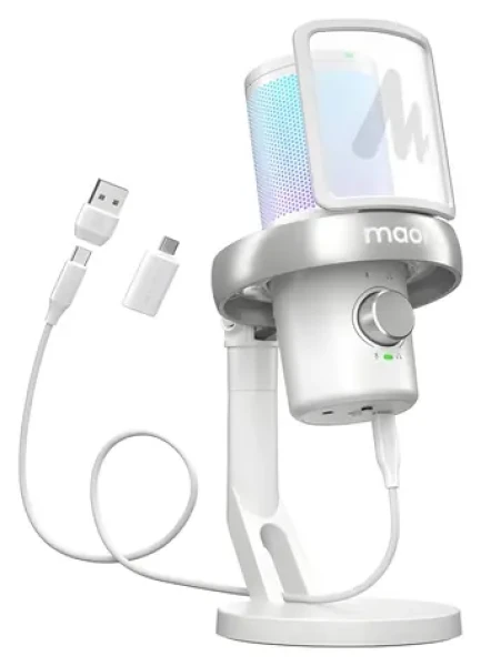 Maono DM40 Pro bílá / Herní mikrofon / bezdrátový / kondenzátorový / 20 - 20000 Hz / RGB (DM40 Pro white)