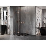 MEXEN/S - Lunar-F Duo sprchový kout skládací dveře 95 x 95, transparent, měď kartáčovaná 836-095L-095P-65-00