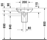 DURAVIT - DuraStyle Umývátko 45x34 cm, s 1 otvorem pro baterii, s WonderGliss, bílá 07084500001