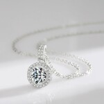 Stříbrný dvojitý náhrdelník Cristy 1 ct MOISSANITE + CERTIFIKÁT, Stříbrná 40 cm + 5 cm (prodloužení) certifikát GRA, hadřík na čištění stříbra, dárková krabička