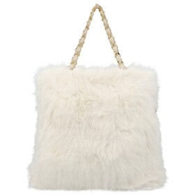 Módní dámská plyšová kabelka do ruky Lilith, krémová