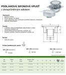 MIDAS Podlahová vpusť - přímá D100/110 šedá, plastová mřížka 300x300mm, A15 p709