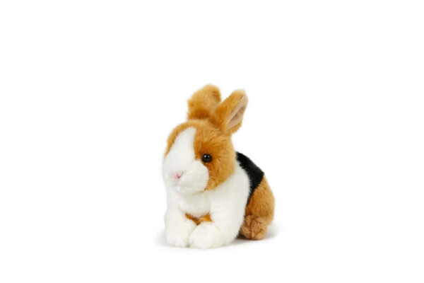 Králík plyš 15x17cm hnědo-černo-bílý 0m+