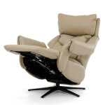 Relaxační křeslo, elektrické zabudované ovládání, krémová, kůže,TV-B3980 CRM3