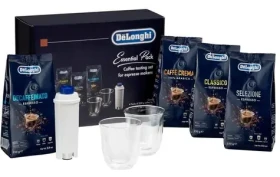 DeLonghi DLSC317 / Sada kávy a příslušenství / 4× 250 g zrnková káva / 2 šálky na cappuccino / vodní filtr (100002201968)