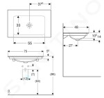 GEBERIT - ONE Umyvadlo nábytkové 750x480x140 mm, bez přepadu, bez otvoru pro baterii, KeraTect, bílá 505.011.01.2