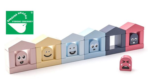 CUBIKA Pastel 15962 Barevné domečky - dřevěná stavebnice 30 dílů