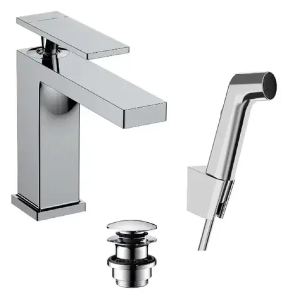 Hansgrohe - Umyvadlová baterie s výpustí Push-Open a bidetovou sprškou, EcoSmart, chrom (73210000)