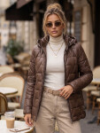 Dámská prošívaná bunda s odnímatelnou kapucí, hnědá, FashionStreet TY5796 S