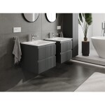 MEXEN/S - Rivel koupelnová skříňka 50 cm s umyvadlem Vela, 2 zásuvky, reliéf , grafit mat/bílá mat 91A20-05047-2-BFF66-W23M01