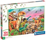 Puzzle 104 dílků Země dinosaurů - Clementoni