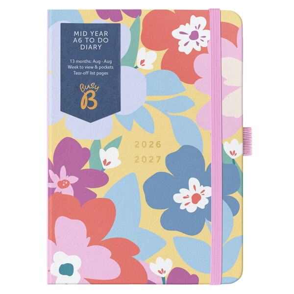 Busy B Týdenní diář To Do FLoral A6 – 2026/27, růžová barva, papír