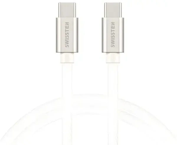 Swissten Textile stříbrná / Datový kabel / USB-C na USB-C / 3 m (71527211)