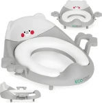 ECOTOYS Záchodové prkénko pro děti šedé / Nástavec na WC / protiskluzové / madla (PP104 GREY)