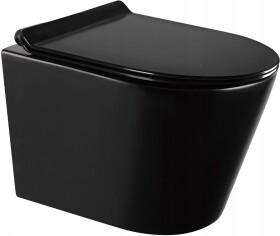 MEXEN/S - Rico Závěsná WC mísa Rimless včetně sedátka s slow-slim, Duroplast, černá mat 30720185