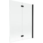 MEXEN - MIST vanová zástěna 130x150 cm 6mm 2-s, černá, čirá, pravá 8A9-130-002-70-00-P