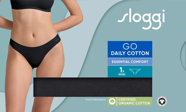 Dámské kalhotky GO Daily Cotton Mini - BLACK - černé 0004 - SLOGGI BLACK S