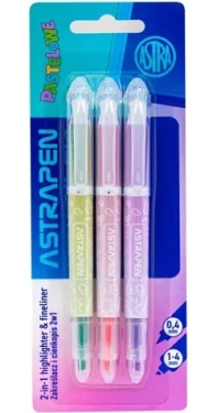 ASTRA Zvýrazňovač 2v1 Pastel / Sada 3 ks / Liner + zvýrazňovač (207024906)