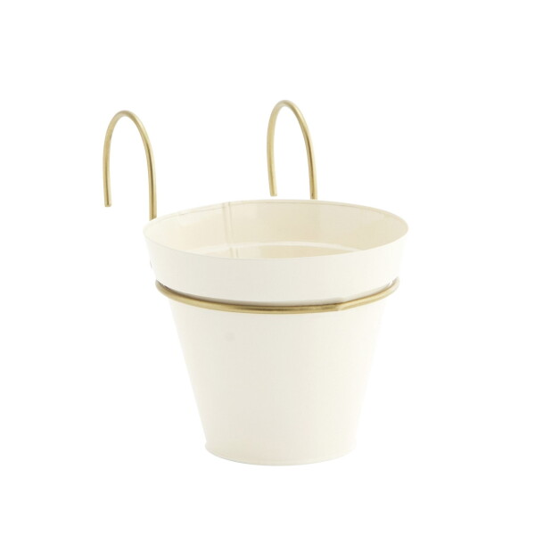 MADAM STOLTZ Závěsný obal na květiny Gold and Cream, krémová barva, kov