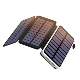 OUTXE EP300 Solární dobíječ | Powerbanka 10000mAh bílá / 5V / 1A|2.4A / 2x USB / Solární panel 3W|660mA (8596311084164)
