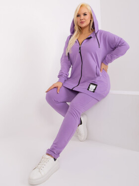 Světle fialový set plus size mikinou na zip