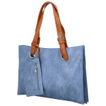 Trendy dámská koženková kabelka na rameno Valika, džínově modrá