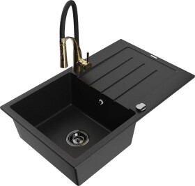 MEXEN - Bruno granitový dřez s odkapávačem včetně baterie Aster, černá 6513-77-73450-57-B