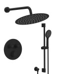 SAPHO - SMART SELECT podomítkový sprchový set s termostatickou baterií, 2 výstupy, posuvný držák sprchy, černá mat RP032B-02