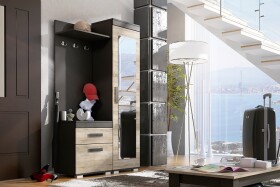 Předsíňová stěna P24 pravá Barva korpusu: Trufla, Lišta: Dub - canyon, Barva dvířek: Wenge