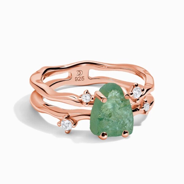 Royal Fashion prsten 18k zlato Vermeil SKA-R002-ROSEGOLD-GREENAPATITE Velikost: 8 (EU: 57-58)