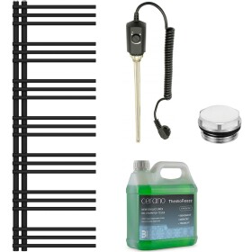 CERANO Koupelnový elektrický radiátorový set Burke - L/P - 600W - černá matná - 1500x500 mm