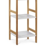 Regál, 4 police, masiv bambus, přírodní odstín, MDF, bílý matný lak, nosn. 12 kg