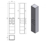 AQUALINE - ZOJA/KERAMIA FRESH skříňka vysoká 35x184x29cm, bílá 51220