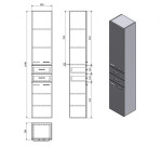 AQUALINE - ZOJA/KERAMIA FRESH skříňka vysoká 35x184x29cm, dub platin 51222