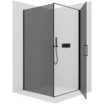 CERANO - Sprchový kout Porte L/P - 8 mm - černá matná, grafitové sklo - 100x100x195 - otočný CER-8050BD7484