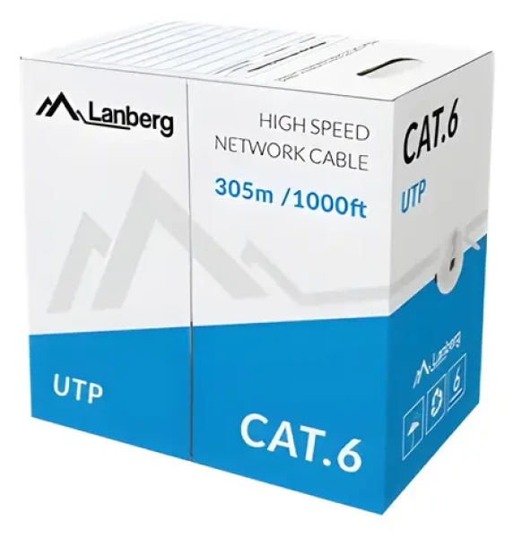 Lanberg Instalační kabel Cat6 UTP šedá / Instalační kabel / 305 m / CU / CPR / Fluke Passed (LCU6-11CU-0305-S)