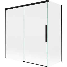 MEXEN/S - Rox vanová zástěna 2-křídlová posuvná 150 + 70 x 150, transparent, černá 8C9-150-070-70-00