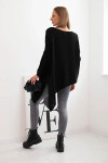 Svetr dámský vlněný asymetrický Plus Size s výstřihem do V černý UNI
