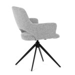 Židle jídelní, šedá látka, 360° vratný mechanismus, černý kov