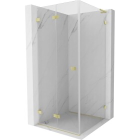MEXEN/S - Lunar-F L sprchový kout skládací dveře levá 80 x 80, transparent, zlato kartáčovaná 836L-080-080-55-00-L
