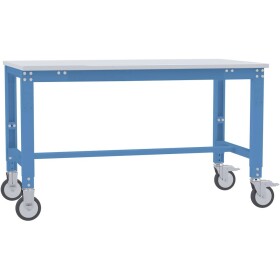 Manuflex AU7367.5012 Pracovní stůl univerzální speciální mobilně se plastové desky, Šxhxv = 1500 x 1000 x 752-972 mm světle modrá (RAL 5012)