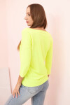 Dámská halenka s lodičkovým výstřihem žlutá neonová UNI