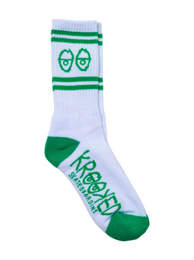 Krooked EYES white/green pánské kvalitní ponožky