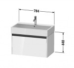 DURAVIT - Ketho.2 Umyvadlová skříňka 44x78x46 cm, 1 zásuvka, lesklá bílá K25077022220000