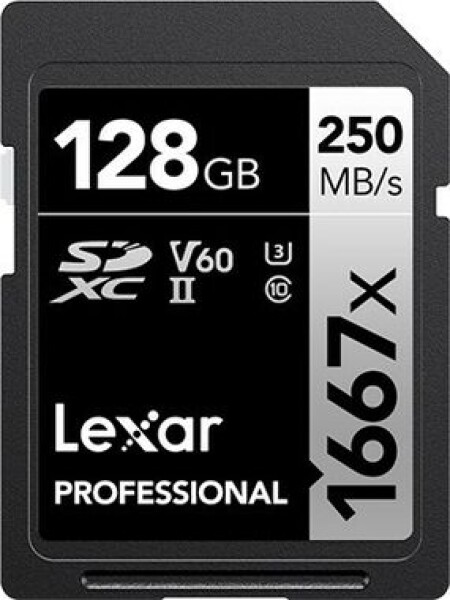 Lexar Professional 1667x SDXC 128 GB / V60 / U3 / Class 10 / Rychlost čtení až: 250 MBs / Rychlost zápisu až: 120 MBs (LSD128CB1667)