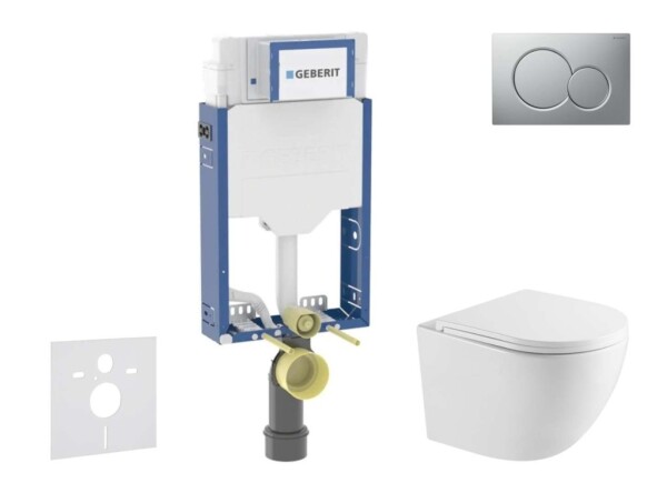 GEBERIT - Kombifix Set předstěnové instalace, klozetu Oudee a sedátka softclose, tlačítko Sigma01, lakovaný matný chrom SANI15CA2102