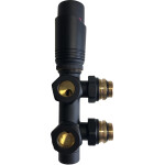 CERANO - Připojovací radiátorový ventil s termostatickou hlavicí - středové připojení 50mm - černá matná CER-433356
