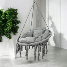 Závěsné křeslo s polštářkem - čapí hnízdo 80 cm Šedá