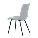 Židle jídelní, stříbrná látka, černý kov