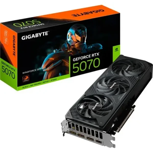 GIGABYTE RTX 5070 WINDFORCE SFF OC 12GB / 2325 - 2542 MHz / 12GB GDDR6 / 192-bit / HDMI + 3x DP / 600W / (16) (GV-N5070WF3-12GD)
